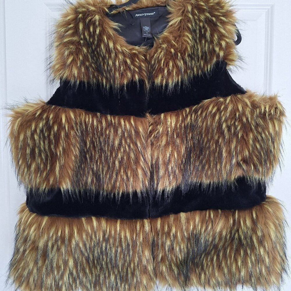 Ashley Stewart faux four jacket vest size 1X